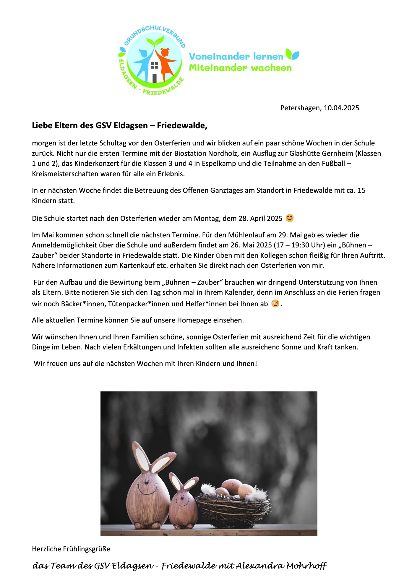Elterninfo Ostern 25